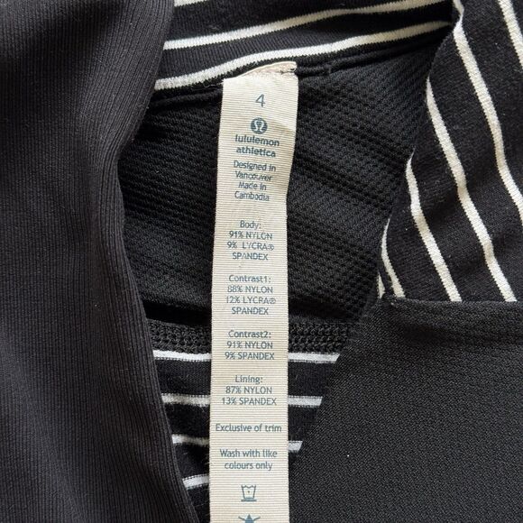 LULULEMON Black White Stripe Base Runner 1/2 Zip Rulu Active Pullover Top Size 4 - Picture 11 of 15